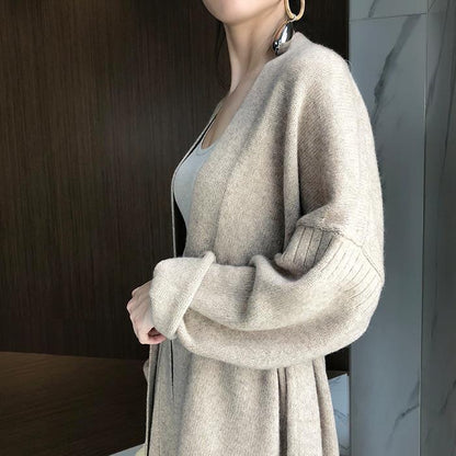 Oversize Women's Long Sweater Fashion Long Sleeve Knitted With Belt