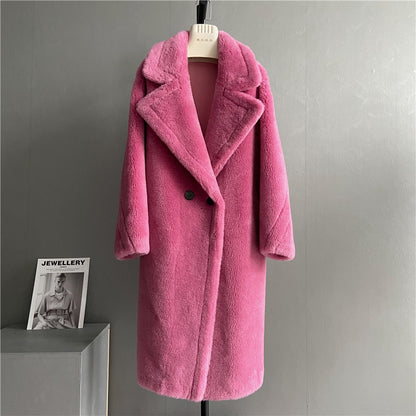 Teddy Bear Long Wool Lapel Coat