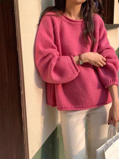 Retro pullover sweater for women loose style