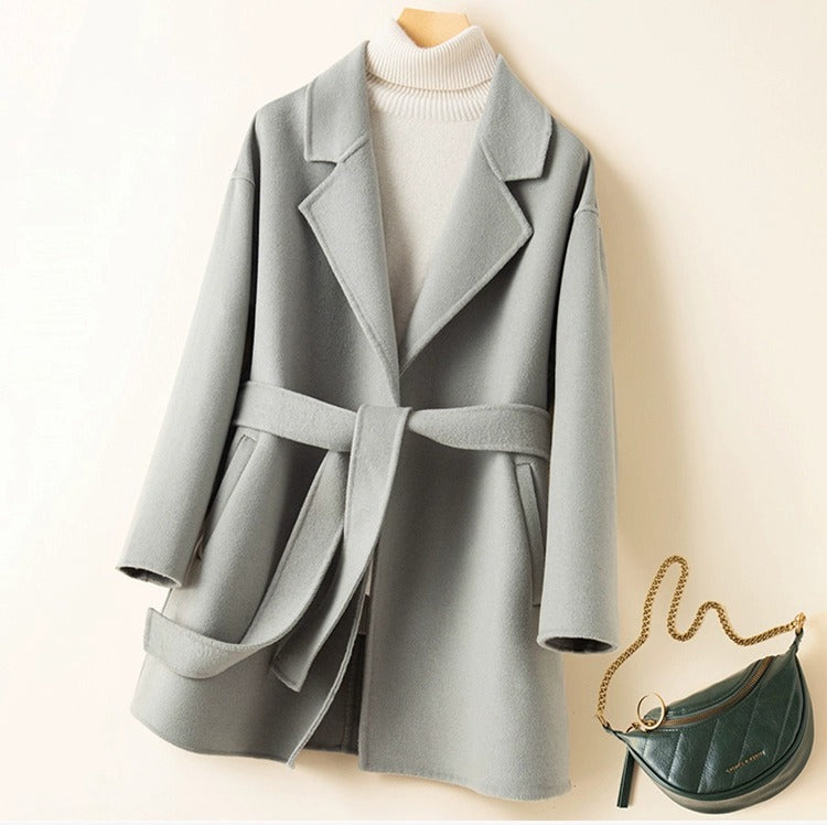 100% Wool Coat For Women Long Overcoat  2 Sides Woolen Outwear