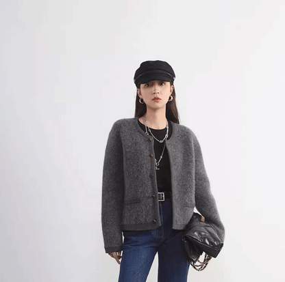 Online Influencer Blend Winter Cardigans Fashion Knit Jacket for Women