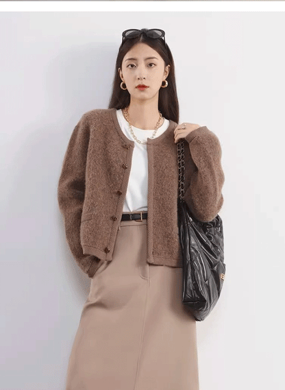 Online Influencer Blend Winter Cardigans Fashion Knit Jacket for Women