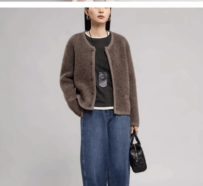 Online Influencer Blend Winter Cardigans Fashion Knit Jacket for Women