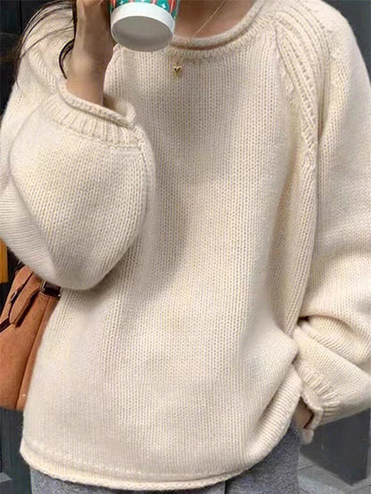 Retro pullover sweater for women loose style