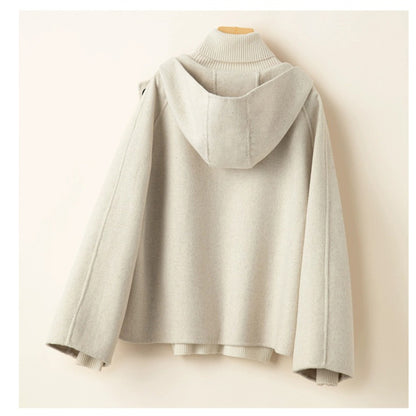 Women's Woolen Coat  Hoodies Short Wool Coat for Female