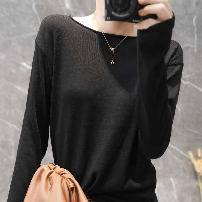 Fine knit crew neck sweater for Women