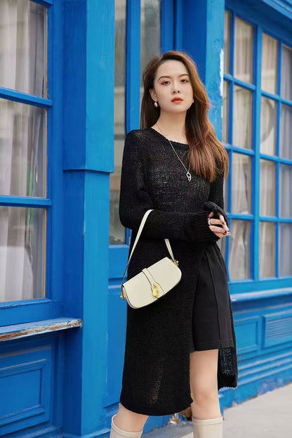 Women Pullovers Sweater Dress Soft Thin long dress Hollow dress