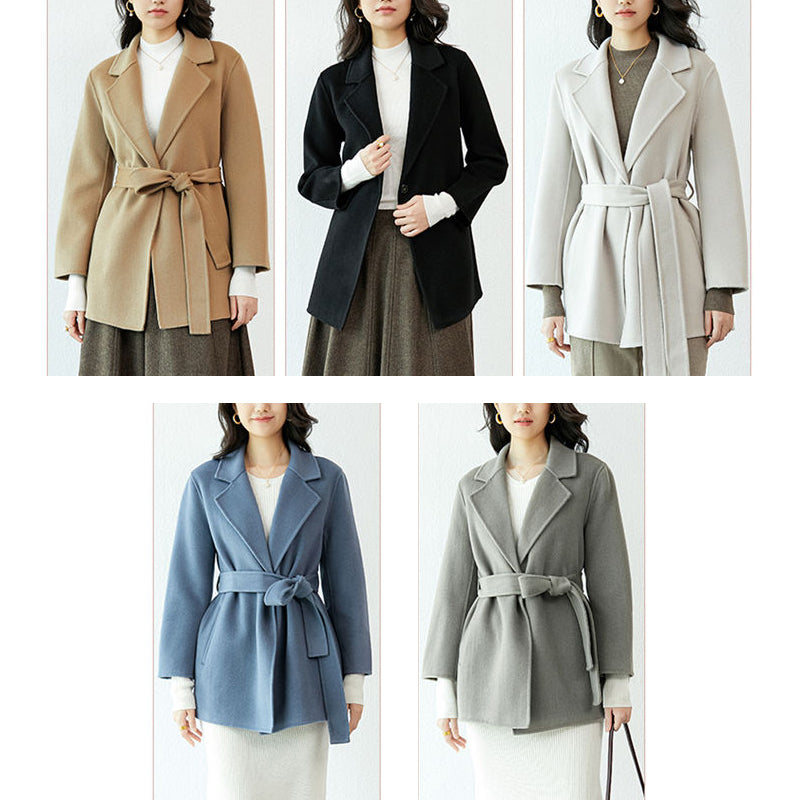 100% Wool Coat For Women Long Overcoat  2 Sides Woolen Outwear