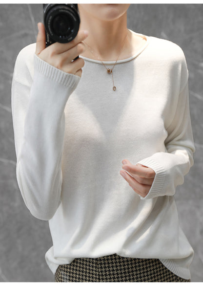 Fine knit crew neck sweater for Women