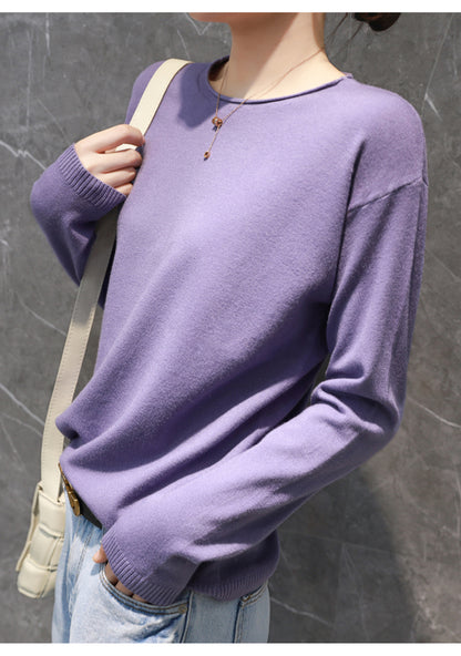 Fine knit crew neck sweater for Women