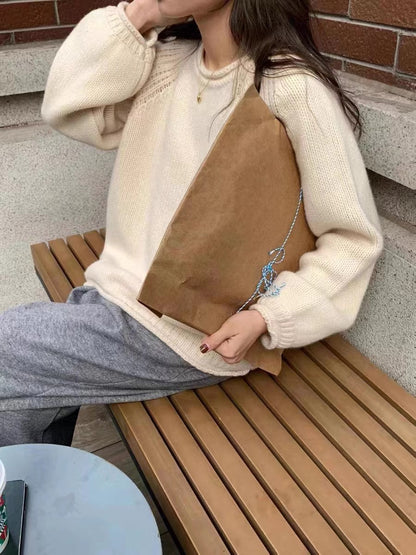 Retro pullover sweater for women loose style