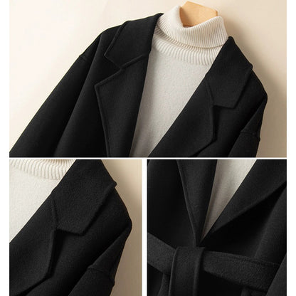 100% Wool Coat For Women Long Overcoat  2 Sides Woolen Outwear