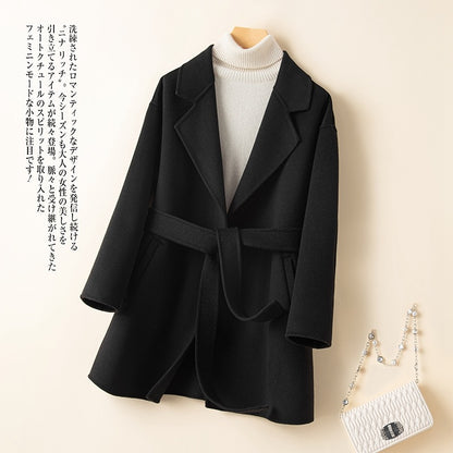 100% Wool Coat For Women Long Overcoat  2 Sides Woolen Outwear