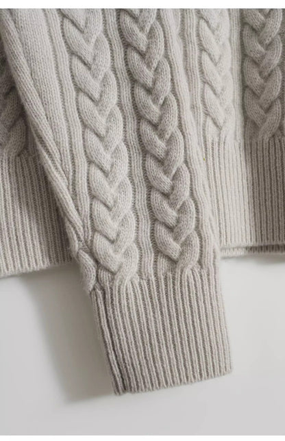 Women's Soft Turtle Neck Cable Sweater Pullover for Autumn and Winter