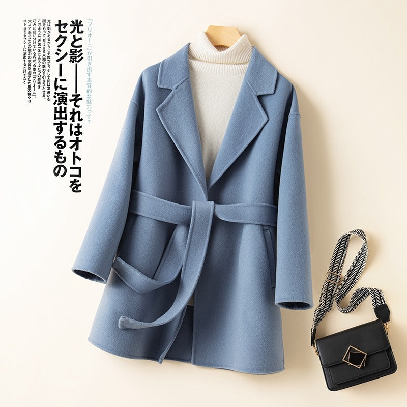 100% Wool Coat For Women Long Overcoat  2 Sides Woolen Outwear