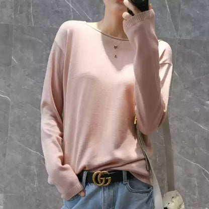 Fine knit crew neck sweater for Women