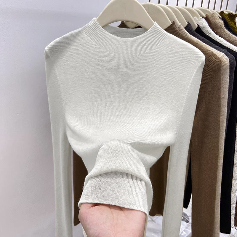 Half high neck soft knitted sweater for women