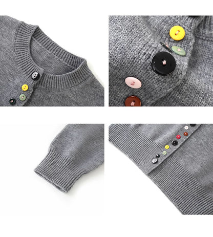 Classic Crew Neck Buttoned Knitted Cardigan