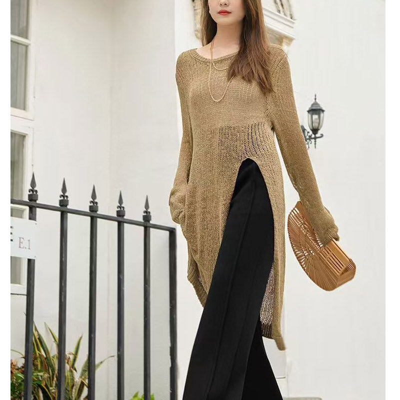 Women Pullovers Sweater Dress Soft Thin long dress Hollow dress