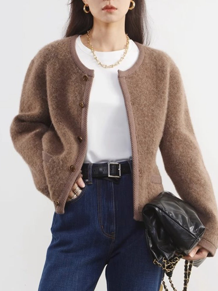 Online Influencer Blend Winter Cardigans Fashion Knit Jacket for Women