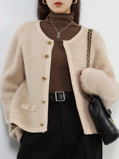 Online Influencer Blend Winter Cardigans Fashion Knit Jacket for Women