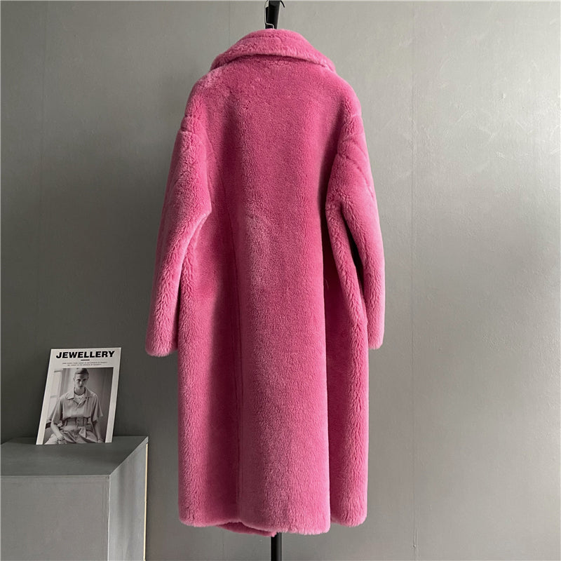 Teddy Bear Long Wool Lapel Coat