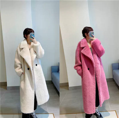 Teddy Bear Long Wool Lapel Coat