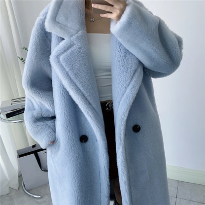 Teddy Bear Long Wool Lapel Coat