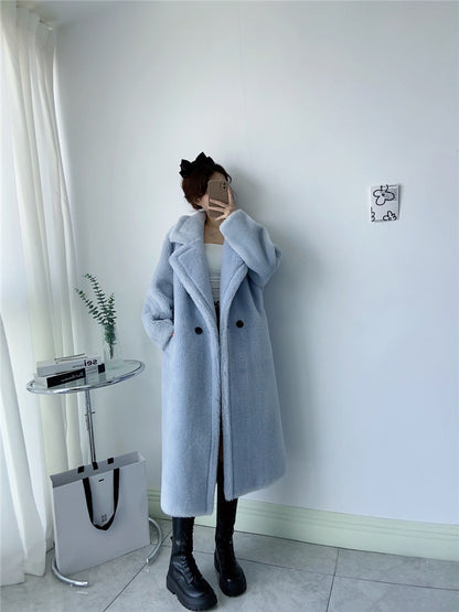 Teddy Bear Long Wool Lapel Coat