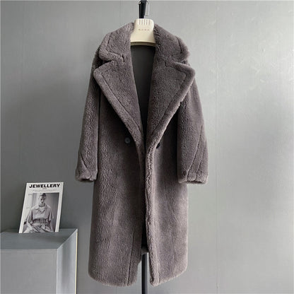 Teddy Bear Long Wool Lapel Coat