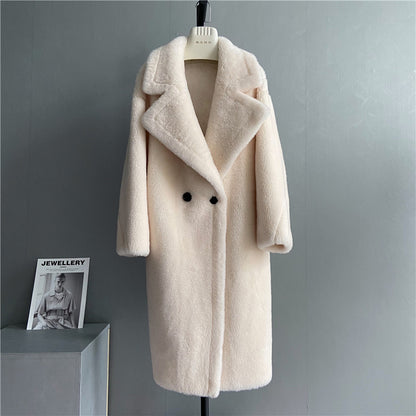 Teddy Bear Long Wool Lapel Coat