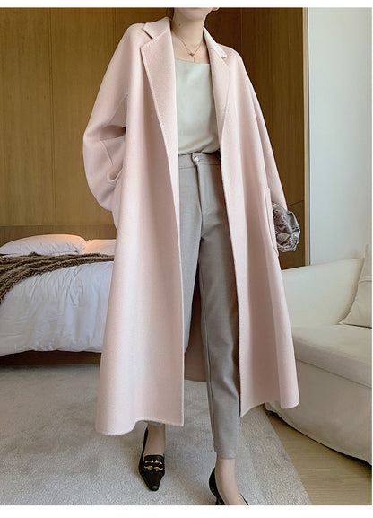 Cashmere-Wool Robe Long Women Cashmere Coat