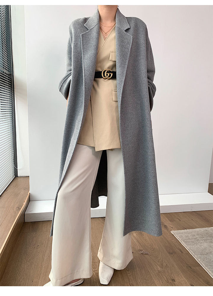 Cashmere-Wool Robe Long Women Cashmere Coat