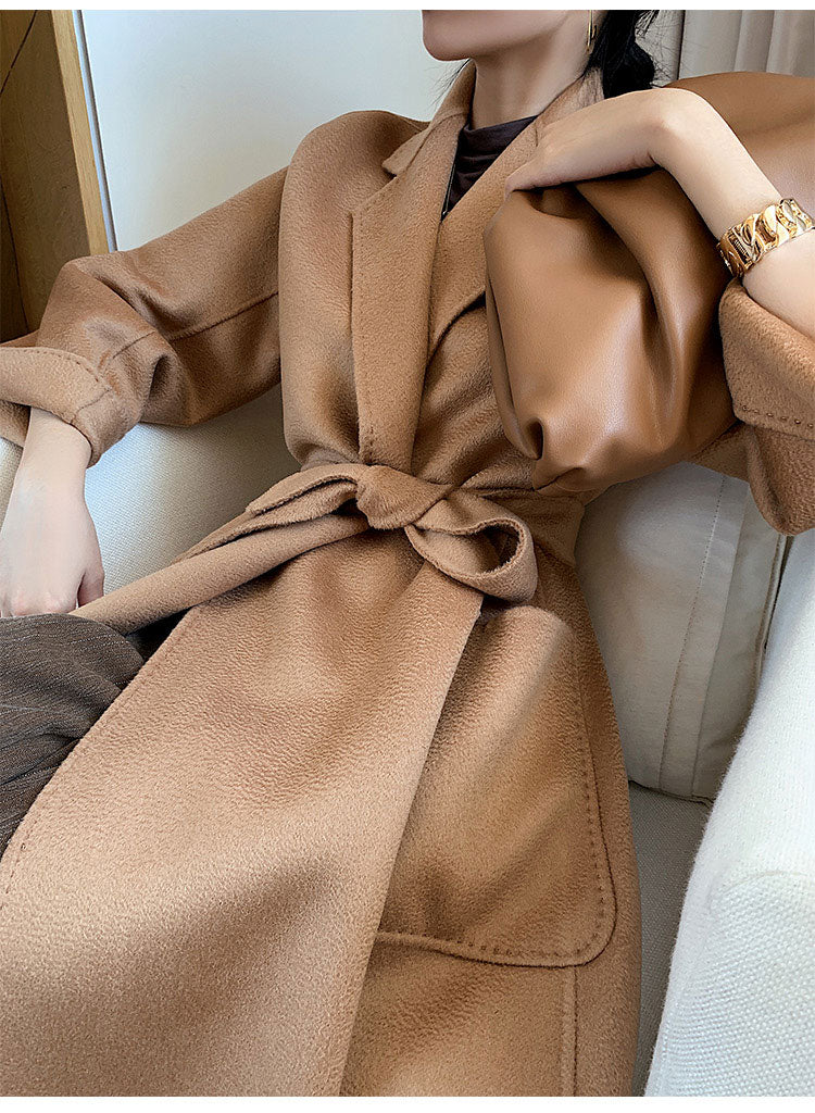 Cashmere-Wool Robe Long Women Cashmere Coat