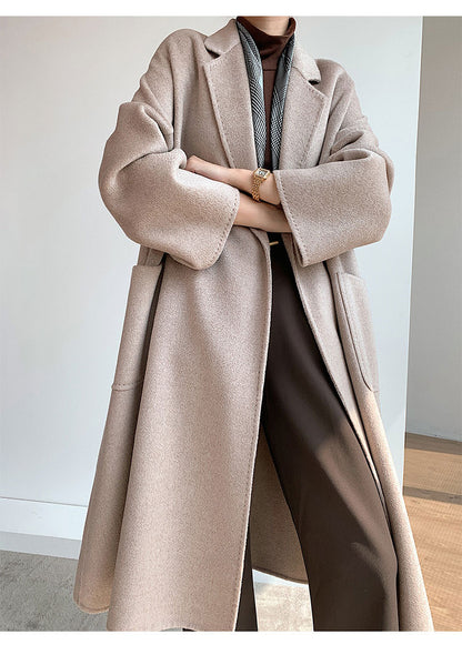 Cashmere-Wool Robe Long Women Cashmere Coat