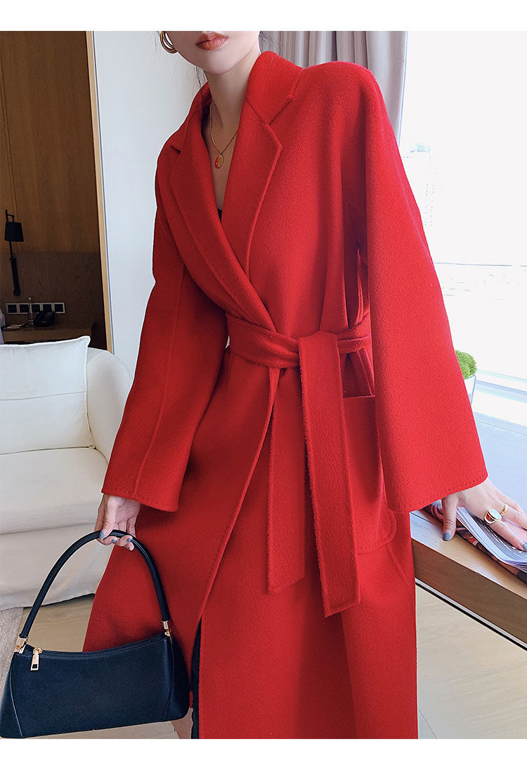 Cashmere-Wool Robe Long Women Cashmere Coat