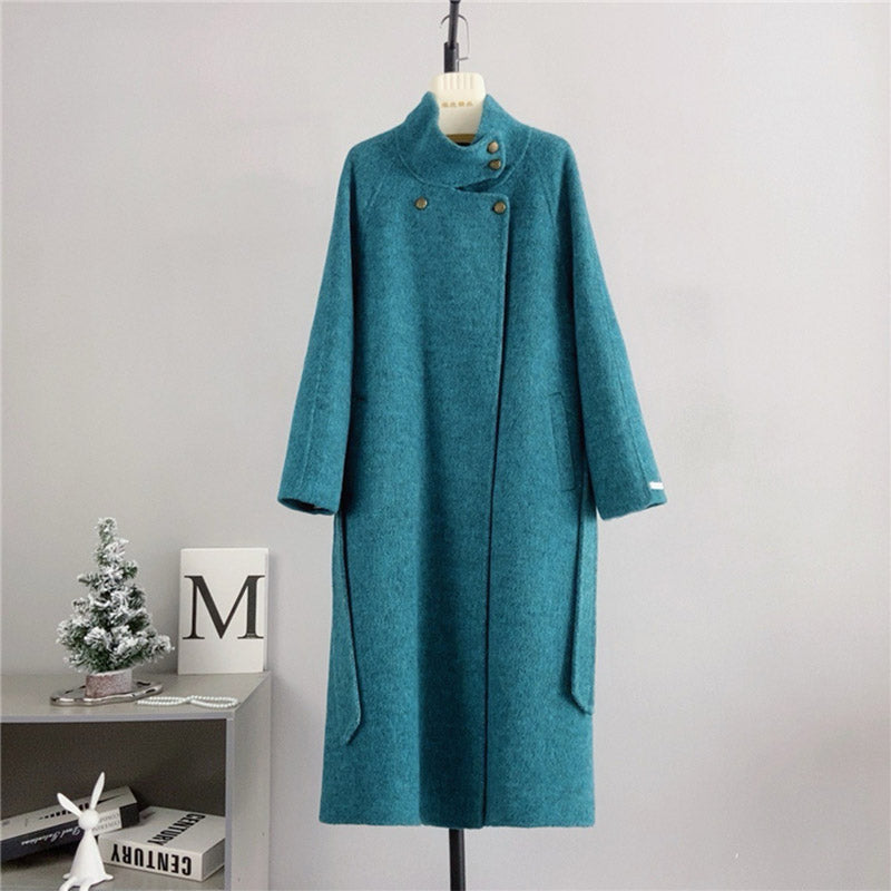 Women Long 100% Wool Turtle Neck Warm Coat