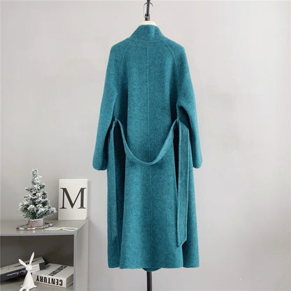 Women Long 100% Wool Turtle Neck Warm Coat