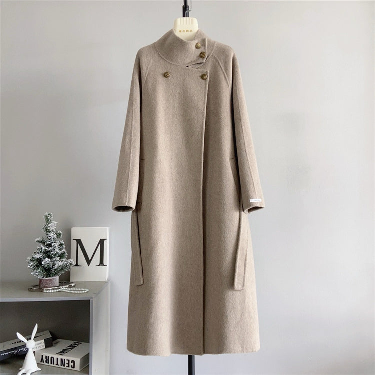 Women Long 100% Wool Turtle Neck Warm Coat