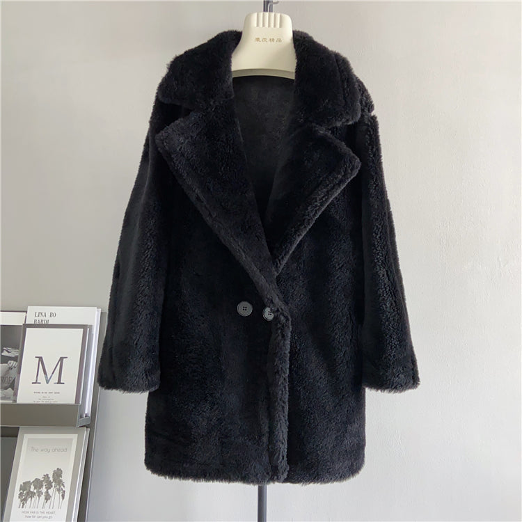 Middle Long Teddy Bear Wool Coat