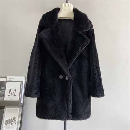 Middle Long Teddy Bear Wool Coat