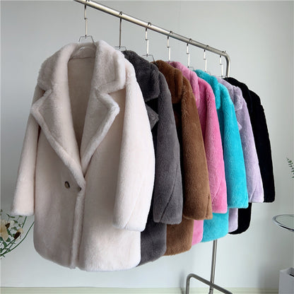 Middle Long Teddy Bear Wool Coat