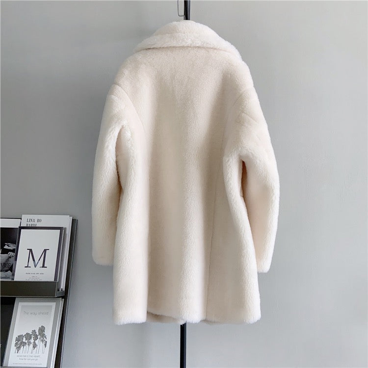 Middle Long Teddy Bear Wool Coat