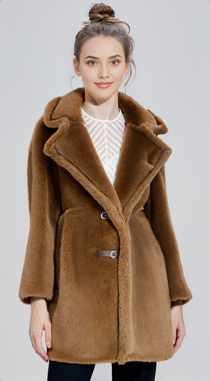 Middle Long Teddy Bear Wool Coat