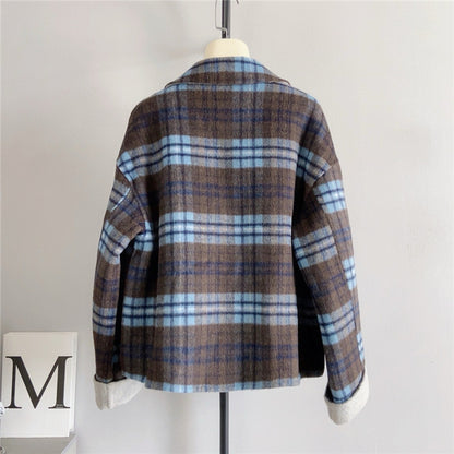 Woolen Plaid Short Coat