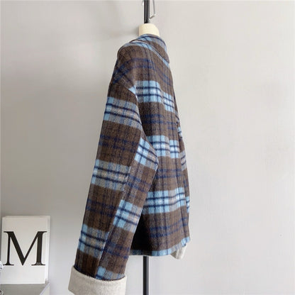 Woolen Plaid Short Coat