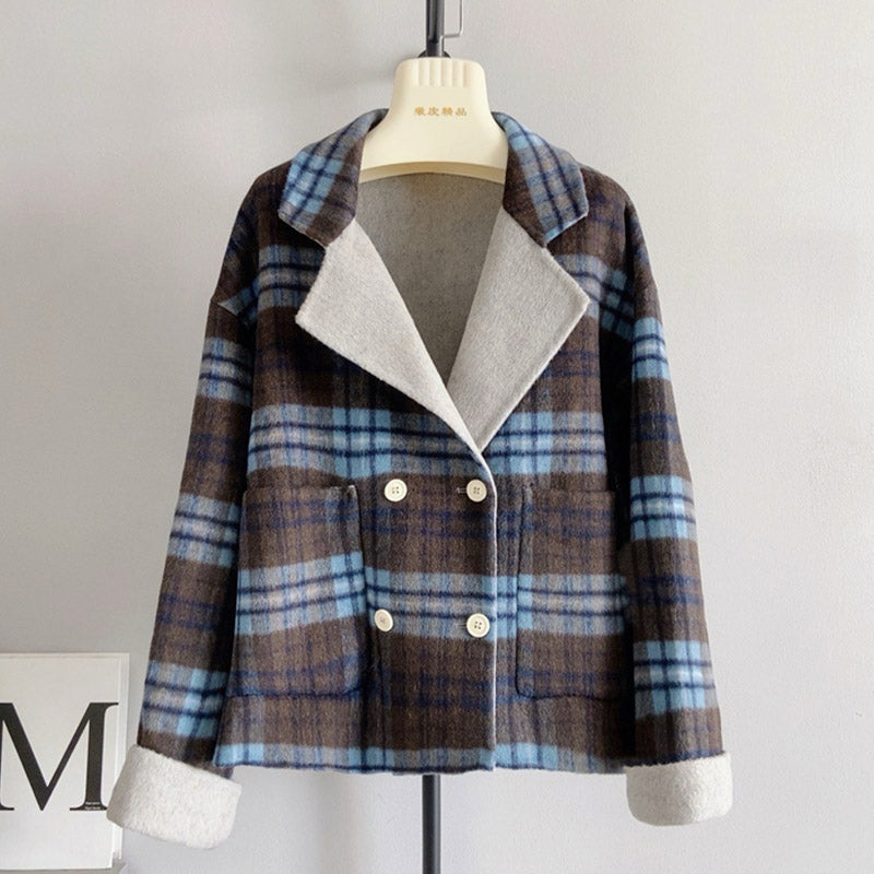 Woolen Plaid Short Coat