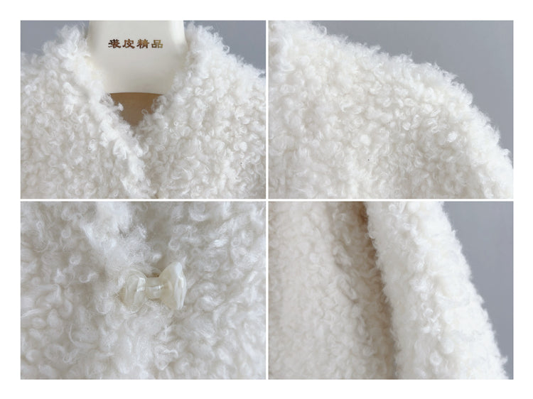 Wool Bow Button Short Wool Jacket