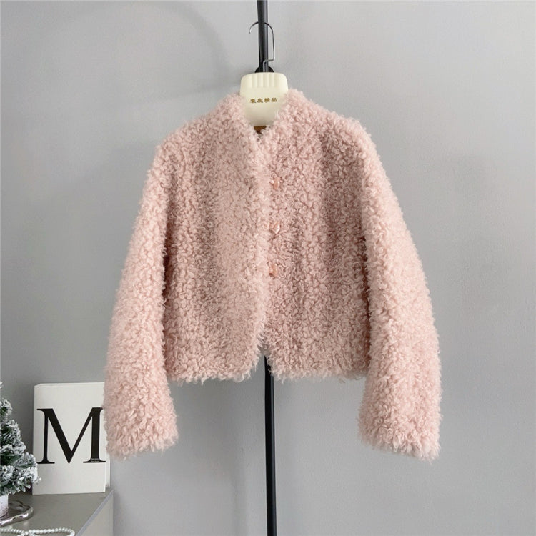 Wool Bow Button Short Wool Jacket