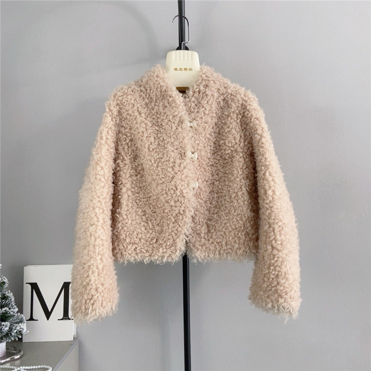 Wool Bow Button Short Wool Jacket